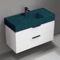 Green Sink Bathroom Vanity, Floating, Modern, 40